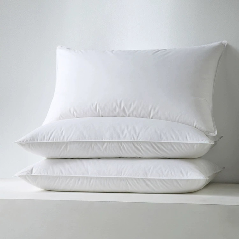 Cotton 233T percale shell 50% white duck down feather pillows for hotel